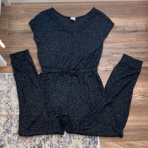 Stars Above - Women's Dark Gray V-Neck Lounge Jumpsuit